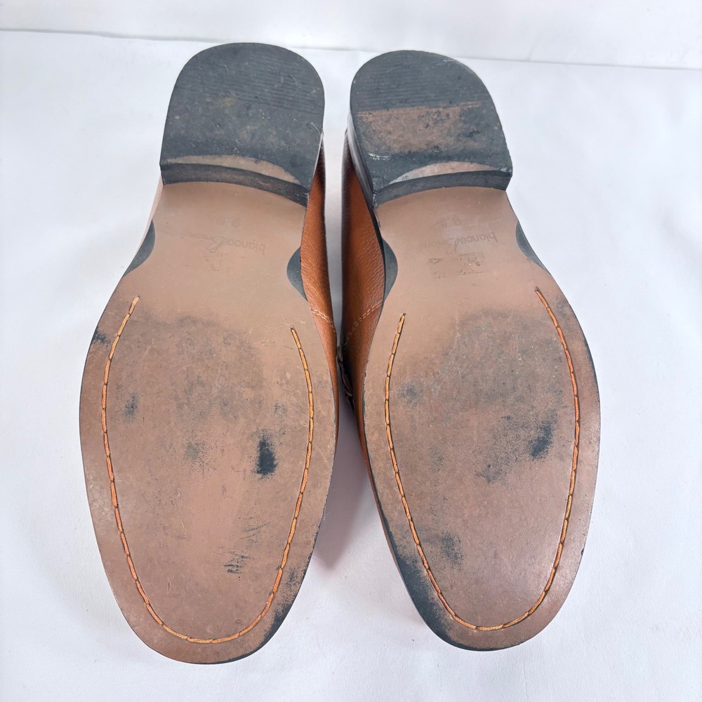 Bianco Brioni Loafers Brown Leather Buckle Moc Toe Mens Dress Shoes Size 9.5 - Picture 7 of 10